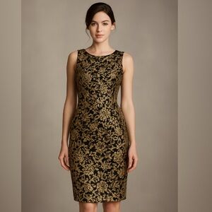 NWT Chic Black and Gold Lace Mini Dress